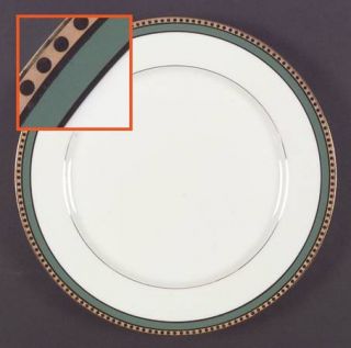 Tiffany Green Band Dinner Plate, Fine China Dinnerware   Green Band,Glossy Dots