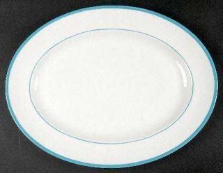 Coalport Amalfi 15 Oval Serving Platter, Fine China Dinnerware   Aqua Blue Band