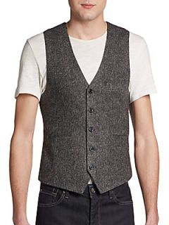 Donegal Button Front Vest   Black Grey