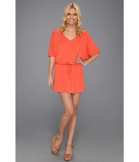Michael Stars Short Sleeve Dolman Vee Neck Mini Dress Womens Dress (Orange)