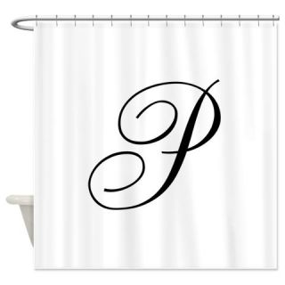  P Initial Black and White Sript Shower Curtain  Use code FREECART at Checkout