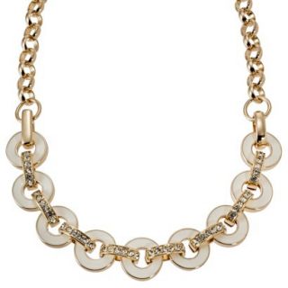 Lonna & Lilly Ivory Enamel Circle Frontal Necklace With Clear Stone Accents  