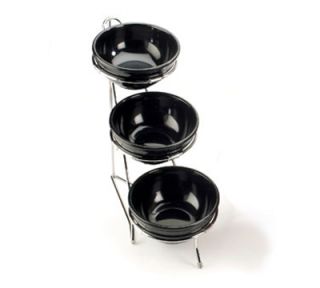 Cal Mil Tiered Bowl Rack w/ Chrome Frame & (3) 8 in Rings