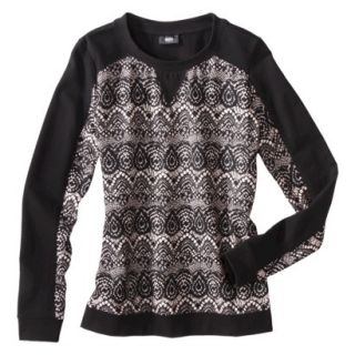 Mossimo Womens Long Sleeve Fancy Sweatshirt   Black XS