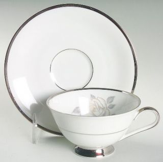 Heinrich   H&C Platinum Rose Footed Cup & Saucer Set, Fine China Dinnerware   Wh
