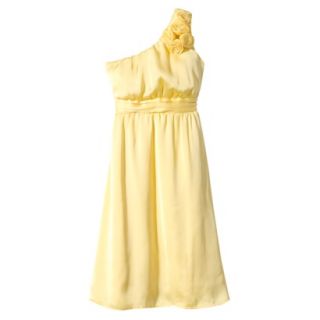 TEVOLIO Womens Plus Size Satin One Shoulder Rosette Dress   Sassy Yellow   20W
