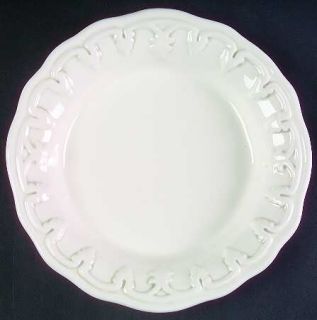 The Cellar Clr23 Salad Plate, Fine China Dinnerware   All White,Embossed Rim, Sc