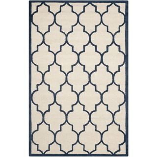 Safavieh Handmade Moroccan Cambridge Ivory/ Navy Wool Rug (8 X 10)