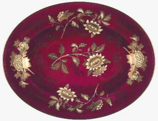 Wedgwood Tonquin Ruby 13 Oval Serving Platter, Fine China Dinnerware   Red Body