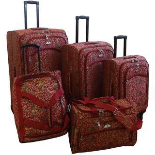 American Flyer Budapest Metallic Red 5 piece Spinner Luggage Set