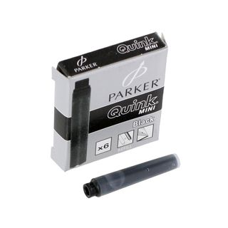 Parker Quink Ink Mini Permanent Black Ink Cartridges (pack Of 6) (BlackPack includes Six (6) cartridges )