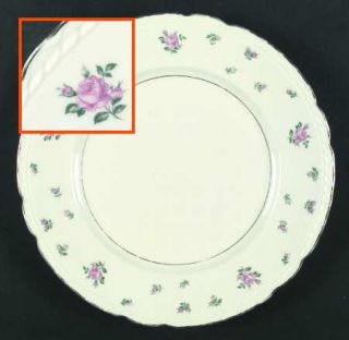 Royal Jackson Roj133 Dinner Plate, Fine China Dinnerware   Pink Roses On Rim Onl