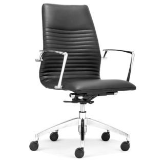 Lion Low Back Black Office Chair (BlackMaterials LeatheretteFinish Chromed steelDimensions 46.5 to 48.5 inches high x 21.7 inches wide x 27.6 inches deepSeat dimensions 16.5 to 18.5 inches high x 19.7 inches wide x 18 inches deep Assembly required )