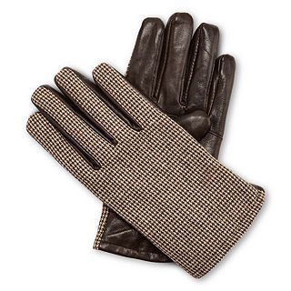 Stafford Houndstooth and Leather Gloves, Mens