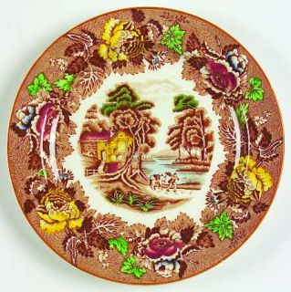 Enoch Wood & Sons English Scenery Light Brown/Multicolor Salad Plate, Fine China