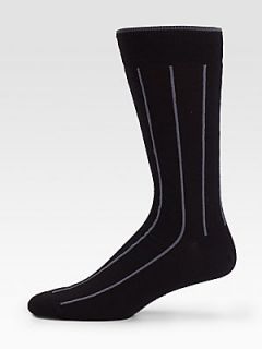 Marcoliani Wool Vertical Stripe Socks   Black