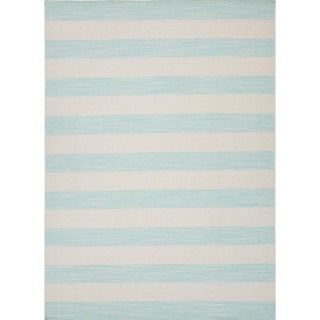 Flat Weave Stripe Blue Wool Rug (9 X 12)