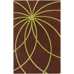 Hand tufted Contemporary Brown/green Hoboken /brown Wool Abstract Rug (10 X 14)