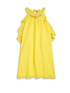 Blush by Us Angels Girls Ruffled Chiffon Dress   Yellow