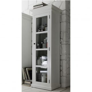 Interior 4 shelf White Glass Door Cabinet/ Vitrine