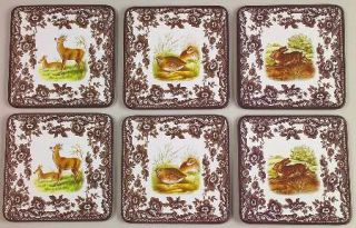 Spode Woodland Cork Back Square Coaster (Set of 6 Coasc), Fine China Dinnerware