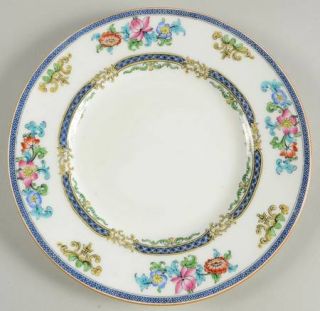 Minton B898 (Smooth Edge) Dinner Plate, Fine China Dinnerware   Blue Bands, Flor