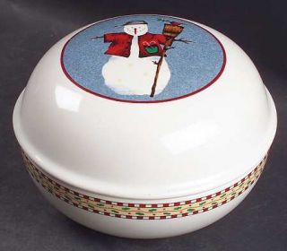 Sakura Snowman Round Box with Lid, Fine China Dinnerware   Debbie Mumm,Snowmen,R