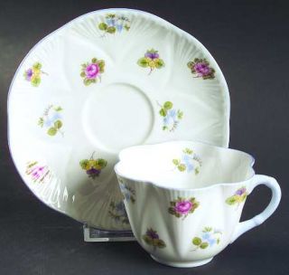Shelley Rose, Pansy, Forget Me Not/She #13424 Flat Cup & Saucer Set, Fine China