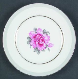 Sone Son7 Bread & Butter Plate, Fine China Dinnerware   Gray Band, Large Pink Ce