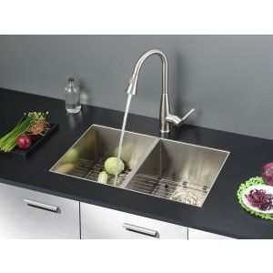Ruvati RVC2330 Combo Stainless Steel Kitchen Sink and Stainless Steel Set