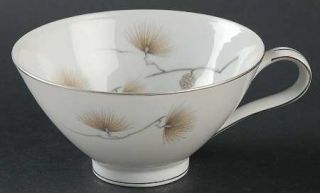 Mikasa Suga Flat Cup, Fine China Dinnerware   Tan&Gray Pinecones& Needles,Platin