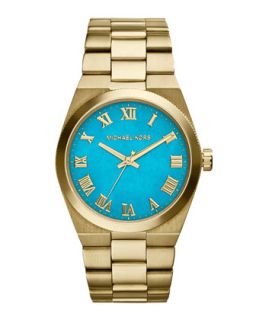 Mid Size Channing Golden Stainless Steel Three Hand Watch   Michael Kors