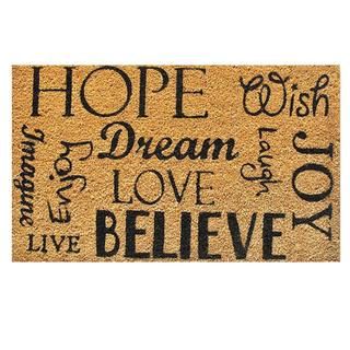 Hope Dream Believe Natural Coir Vinyl Backing Doormat (15 X 25)