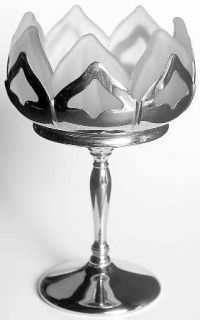 Farber Bros Farber Holder/Crystal Frosted Lotus Compote   Chrome Stemware,Variou