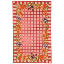 Hand hooked Fruits Rose Wool Rug (53 X 83)