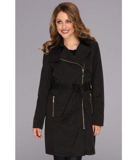 Vince Camuto Zipper Belted Trench Womens Clothing (Black)