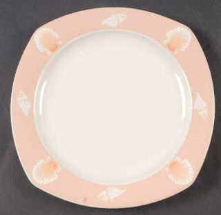 Nikko Seaside Salad Plate, Fine China Dinnerware   Quadrille,Peach Border W/Whit