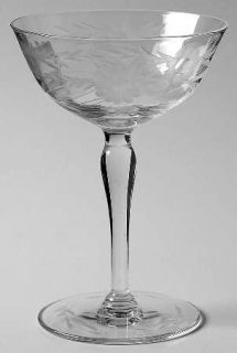 Susquehanna Salina Champagne/Tall Sherbet   Stem 3848, Gray Cut Floral, Optic