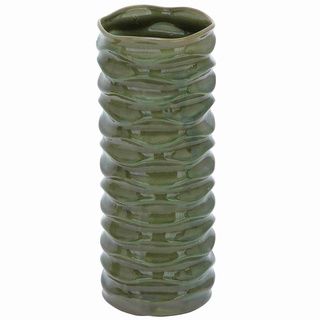 Glossy Green Ceramic Vase (GreenMaterials CeramicQuantity One (1) vaseSetting IndoorDimensions 17 inches high x 7 inch diameter )