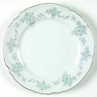 Premiere Barbizon Salad Plate, Fine China Dinnerware   Blue Flowers, Gray Leaves