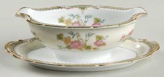 Noritake Tremont Gravy Boat with Attached Underplate, Fine China Dinnerware   Pa