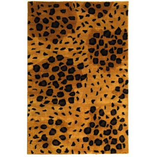 Handmade Leopard print Gold/ Black N. Z. Wool Rug (36 X 56) (GoldPattern AnimalMeasures 0.625 inch thickTip We recommend the use of a non skid pad to keep the rug in place on smooth surfaces.All rug sizes are approximate. Due to the difference of monito