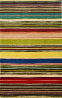Hand tufted Inca Stripes Red/ Multi Wool Rug (35 X 55)
