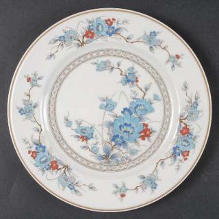 Noritake Bleufleur Salad Plate, Fine China Dinnerware   Versatone, Rust & Blue F