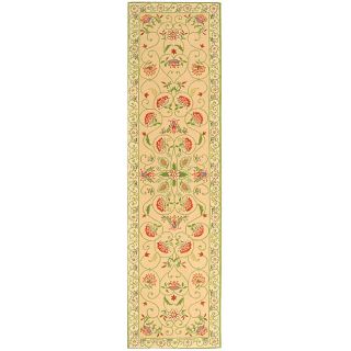 Hand hooked Bedford Beige/ Green Wool Runner (26 X 12)