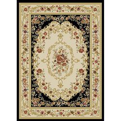 Royal Medallion Floral Black Traditional Area Rug (33 X 53) (Polypropylene Pile height 0.4 inchesStyle TraditionalPrimary color BlackSecondary colors BeigePattern OrientalTip We recommend the use of a non skid pad to keep the rug in place on smooth 