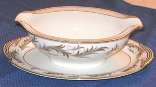 Noritake Granville Gravy Boat with Attached Underplate, Fine China Dinnerware  