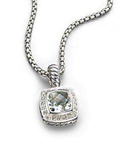David Yurman Diamond, Prasiolite & Sterling Silver Necklace   Silver