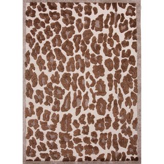Hand tufted Contemporary Animal Print Pattern Brown Rug (2 X 3)
