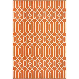 Baja Scroll Indoor/Outdoor Rectangular Rugs, Orange